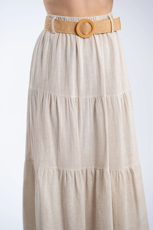 Cotton Skirt Straw Belt 