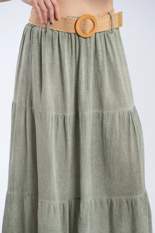 Cotton Skirt Straw Belt 