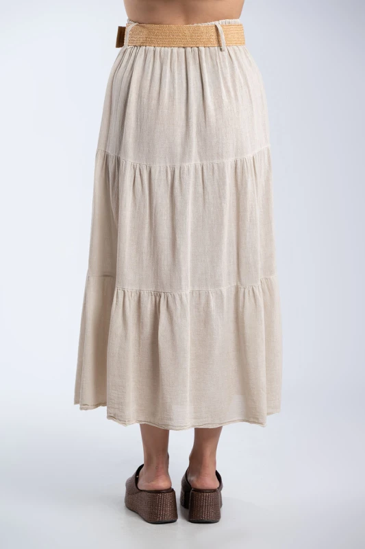Cotton Skirt Straw Belt 