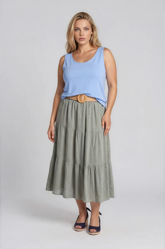 Cotton Skirt Straw Belt 