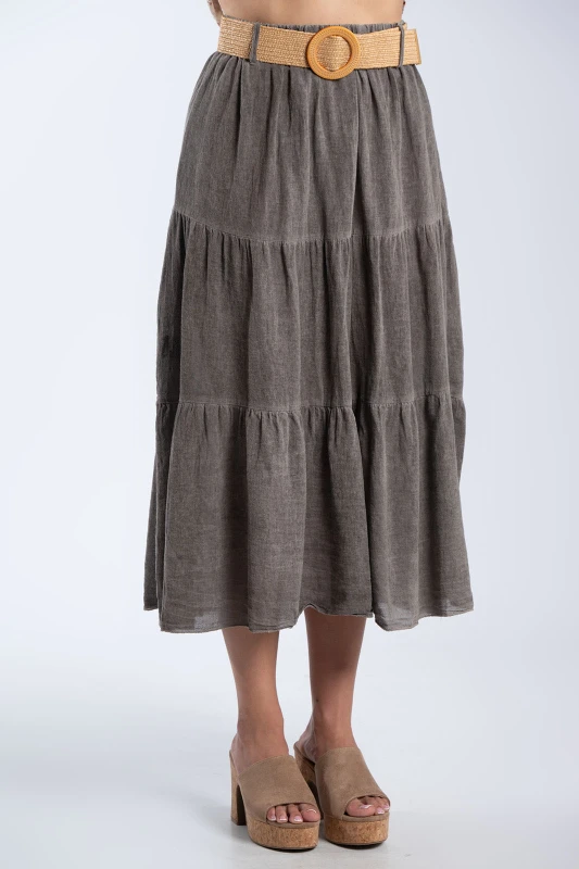 Cotton Skirt Straw Belt 