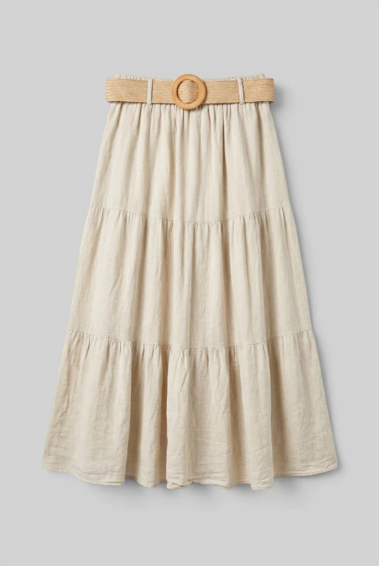 Cotton Skirt Straw Belt 