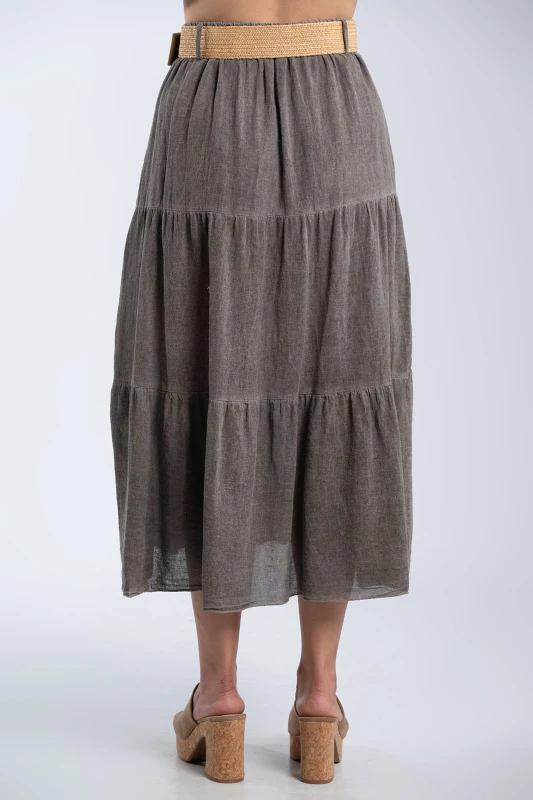 Cotton Skirt Straw Belt 