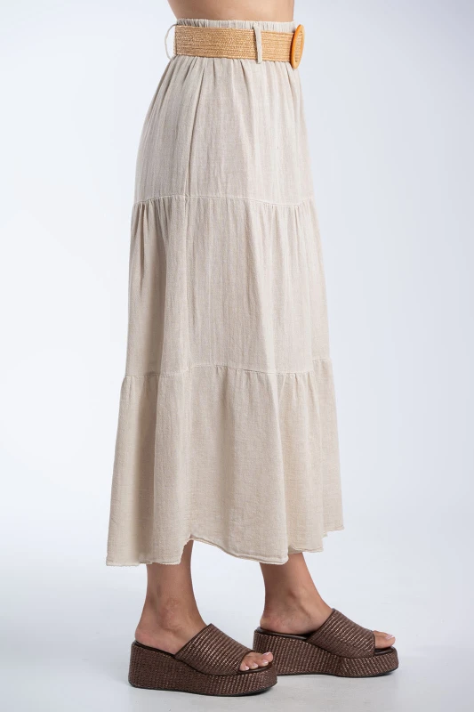 Cotton Skirt Straw Belt 