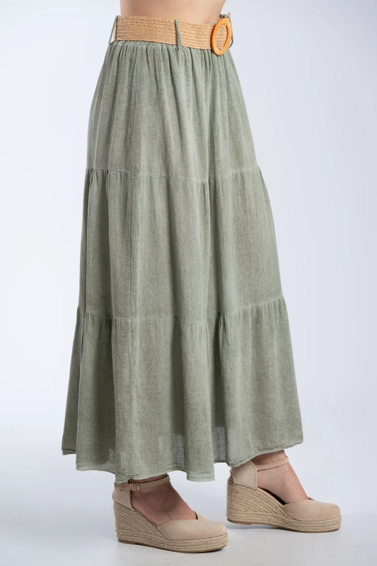 Cotton Skirt Straw Belt 