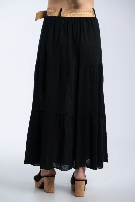 Cotton Skirt Straw Belt 
