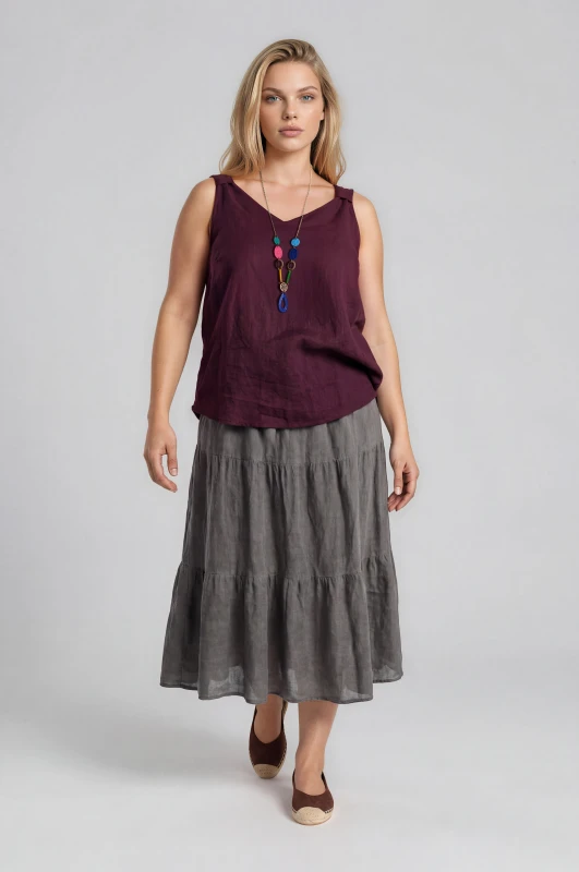Cotton Skirt Straw Belt 