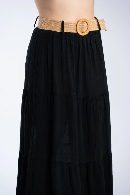 Cotton Skirt Straw Belt 