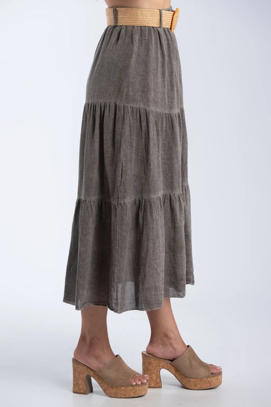 Cotton Skirt Straw Belt 