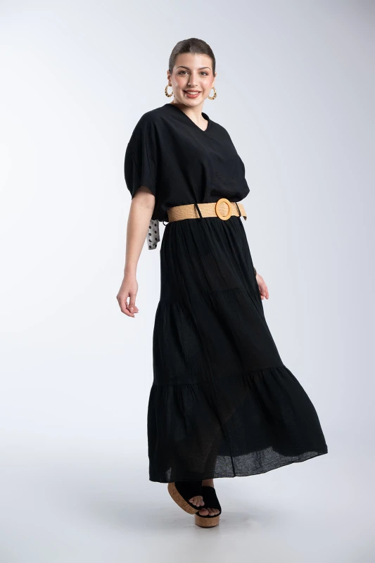 Cotton Skirt Straw Belt 