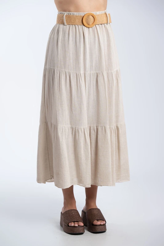 Cotton Skirt Straw Belt 