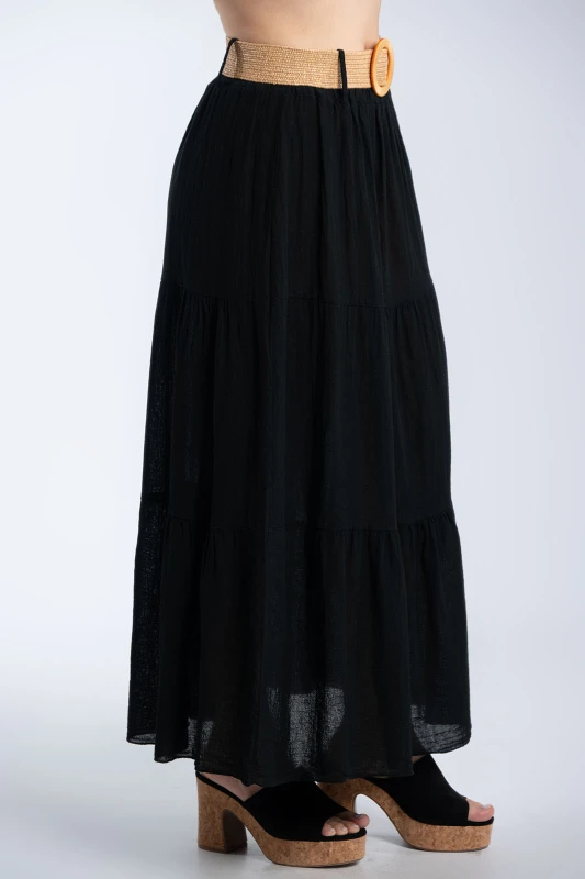 Cotton Skirt Straw Belt 