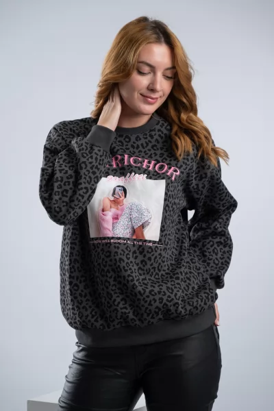 Φούτερ Girl Leopar Γκρι