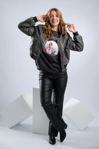 Φούτερ Girl Leopar Γκρι