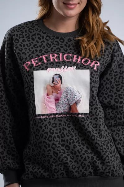Φούτερ Girl Leopar Γκρι
