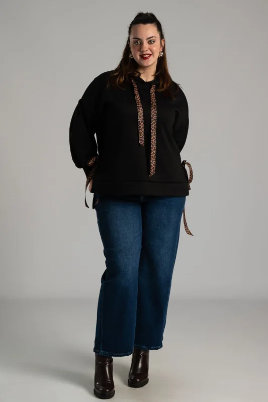 Sweatshirt Ribbon Leopard Details