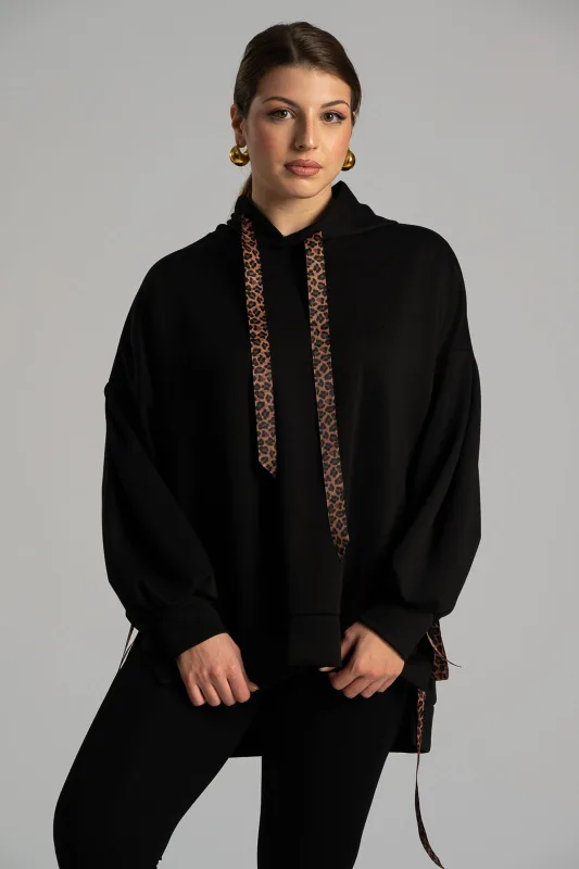 Sweatshirt Ribbon Leopard Details