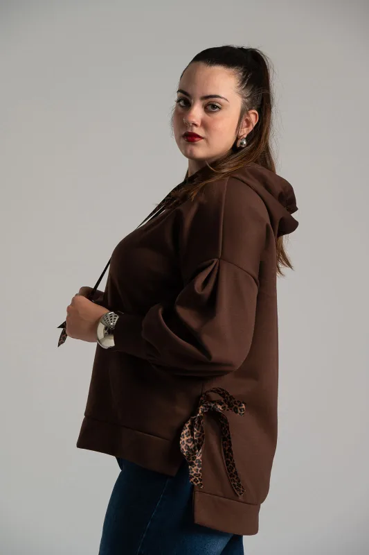 Sweatshirt Ribbon Leopard Details