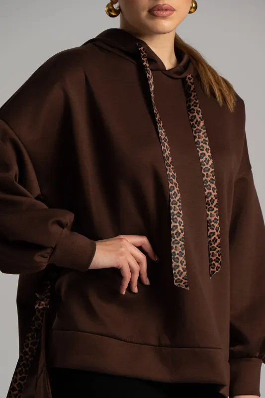 Sweatshirt Ribbon Leopard Details