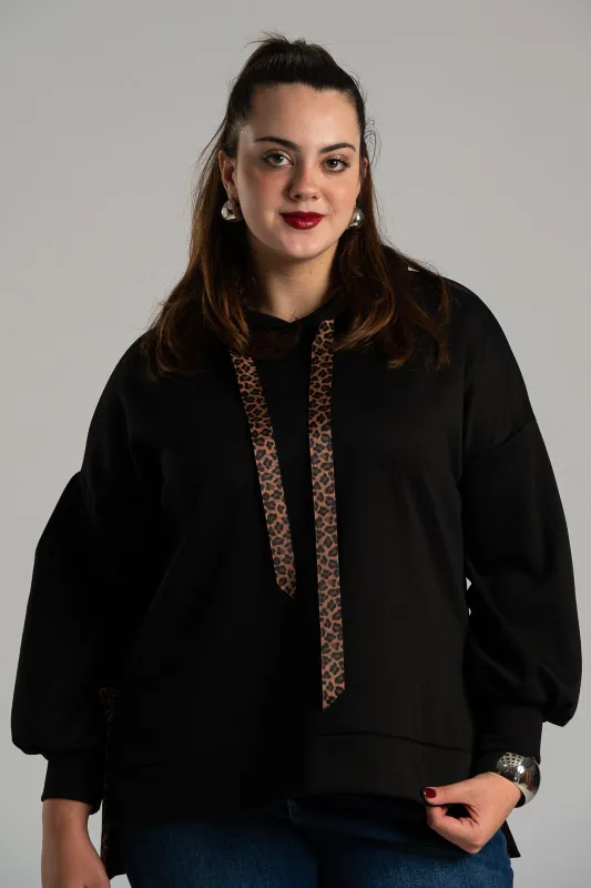 Sweatshirt Ribbon Leopard Details