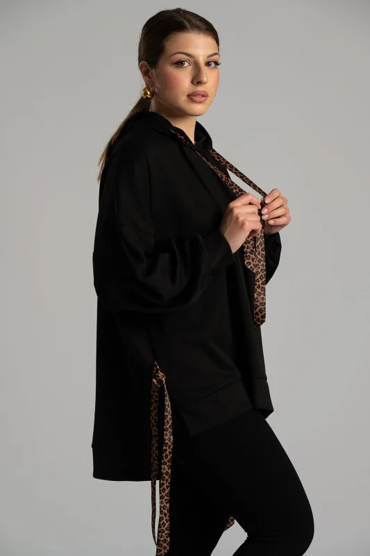 Sweatshirt Ribbon Leopard Details