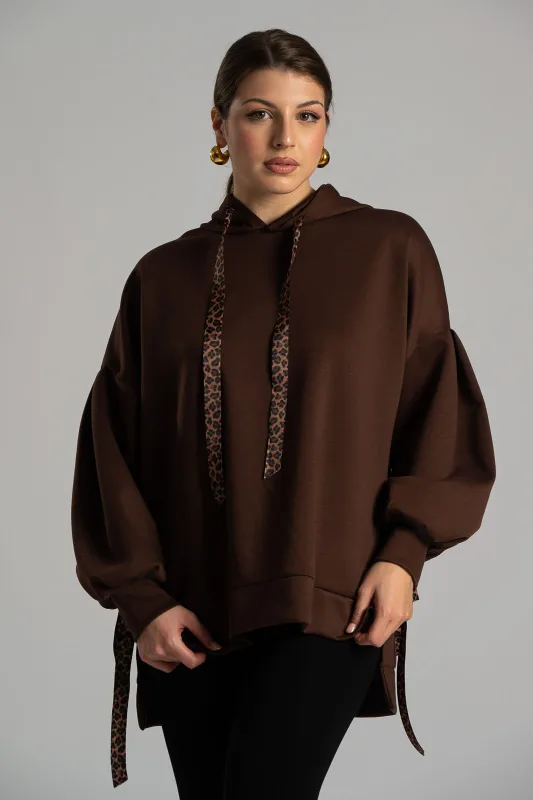 Sweatshirt Ribbon Leopard Details