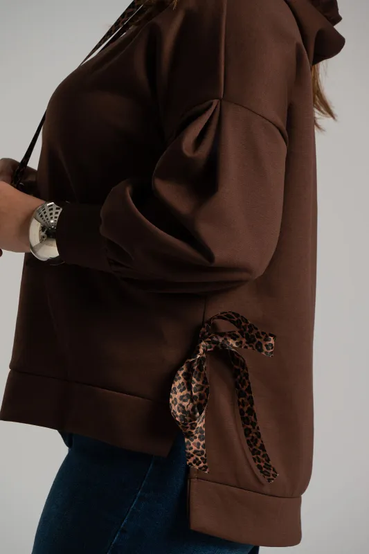 Sweatshirt Ribbon Leopard Details