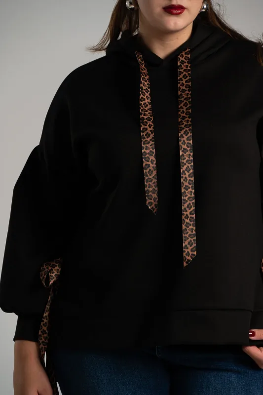 Sweatshirt Ribbon Leopard Details