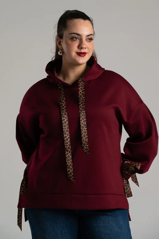 Sweatshirt Ribbon Leopard Details