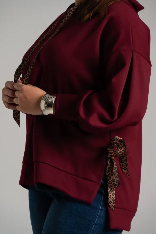 Sweatshirt Ribbon Leopard Details