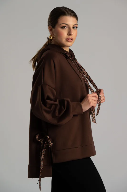 Sweatshirt Ribbon Leopard Details