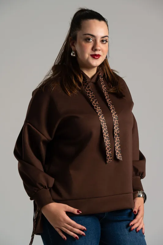 Sweatshirt Ribbon Leopard Details