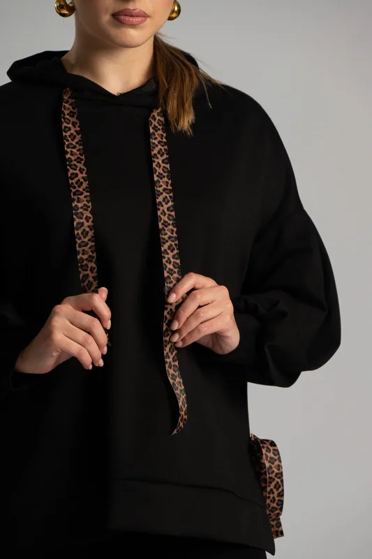 Sweatshirt Ribbon Leopard Details