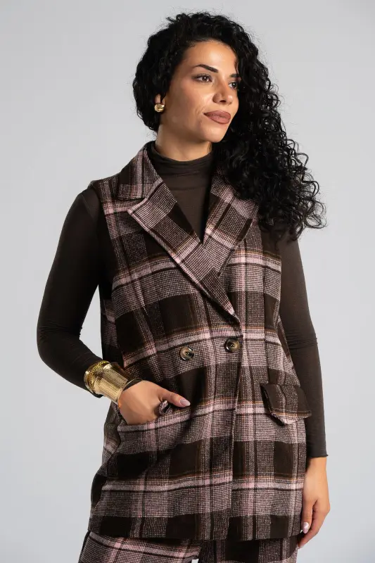 Γιλέκο Καρώ Τσέπες Καπάκι