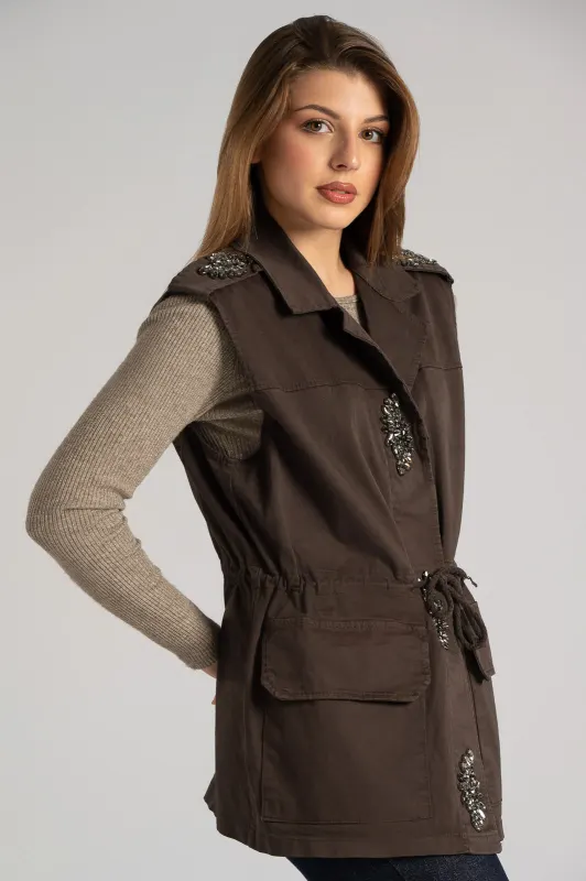 Γιλέκο Κορδόνι Λεπτομέρειες Στρας