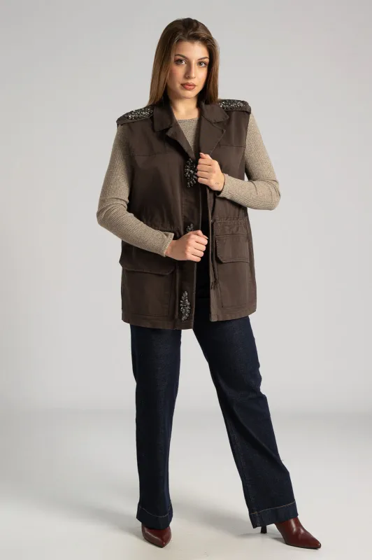 Γιλέκο Κορδόνι Λεπτομέρειες Στρας