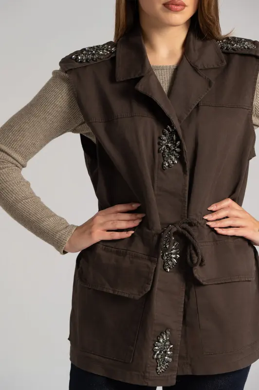 Γιλέκο Κορδόνι Λεπτομέρειες Στρας