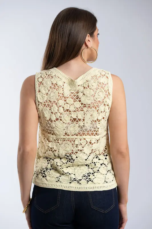 Knitted Cotton Vest Unique Buttons