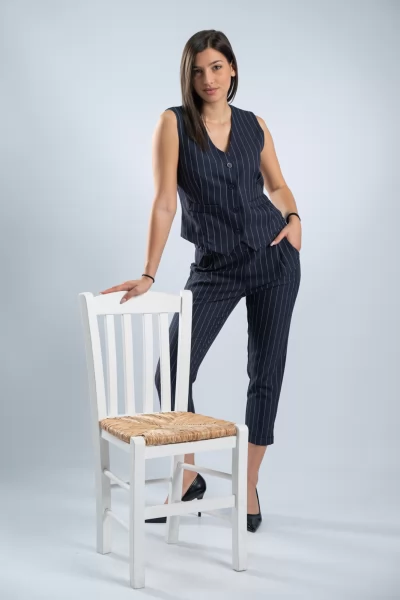 Γιλέκο Ρίγες Crop Navy