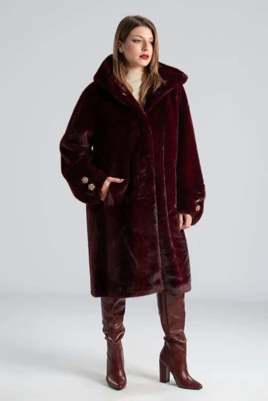 Γούνινο Πανωφόρι Κουκούλα