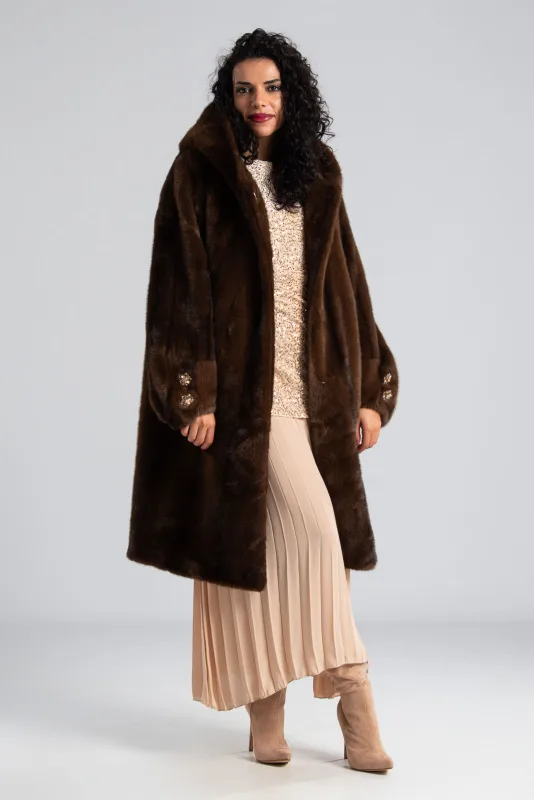 Γούνινο Πανωφόρι Κουκούλα