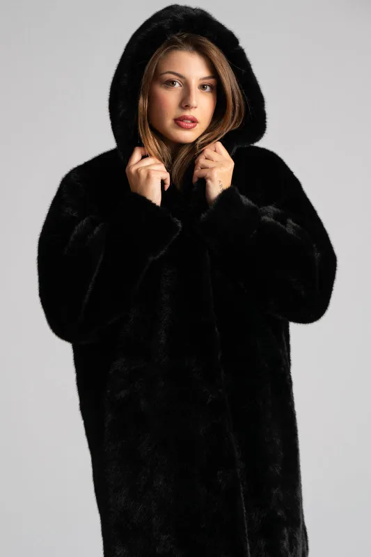 Γούνινο Πανωφόρι Με Κουκούλα