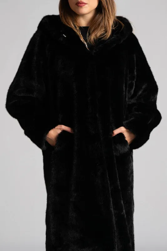 Γούνινο Πανωφόρι Με Κουκούλα