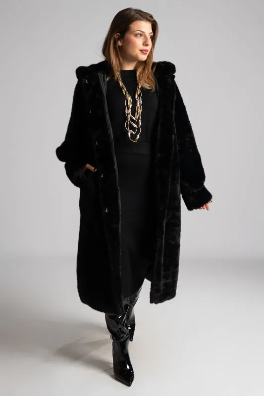 Γούνινο Πανωφόρι Με Κουκούλα