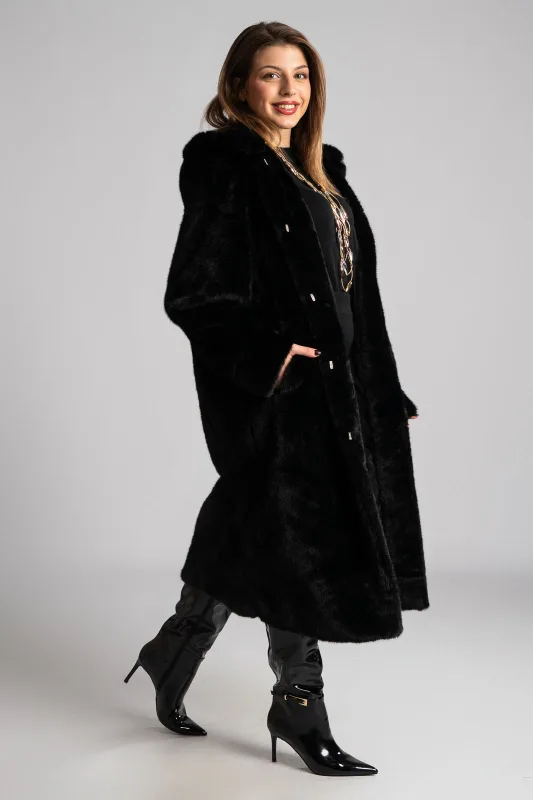 Γούνινο Πανωφόρι Με Κουκούλα