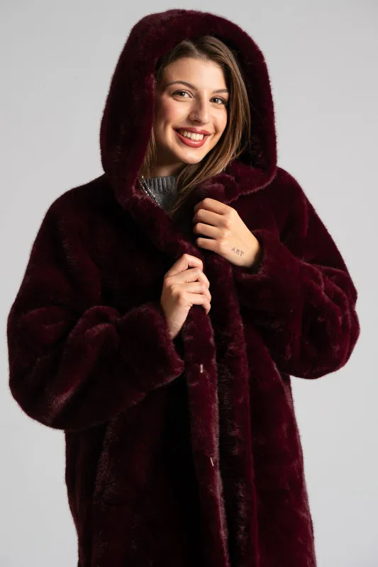 Γούνινο Πανωφόρι Με Κουκούλα