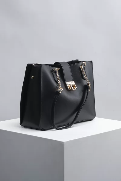 Handbag Δερματίνη Αλυσίδα Μαύρη