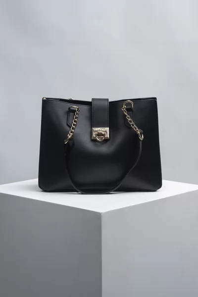Handbag Δερματίνη Αλυσίδα Μαύρη