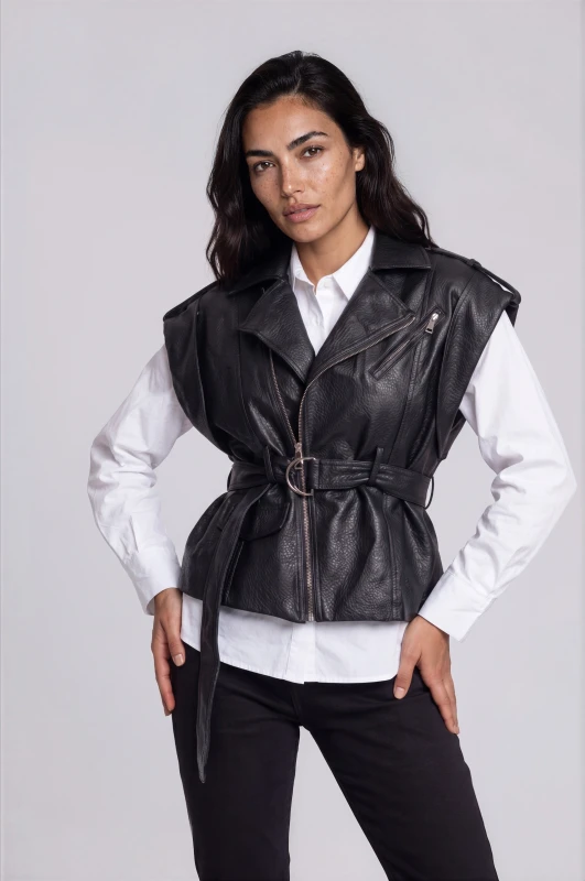 Jacket Αμάνικο Δερματίνη