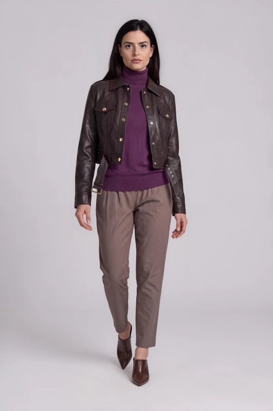 Jacket Biker Με Ζώνη